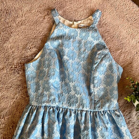 NWOT Wendy Bird Light Icy Blue Floral Formal Party Halter Dress Size: 6 - Picture 4 of 16